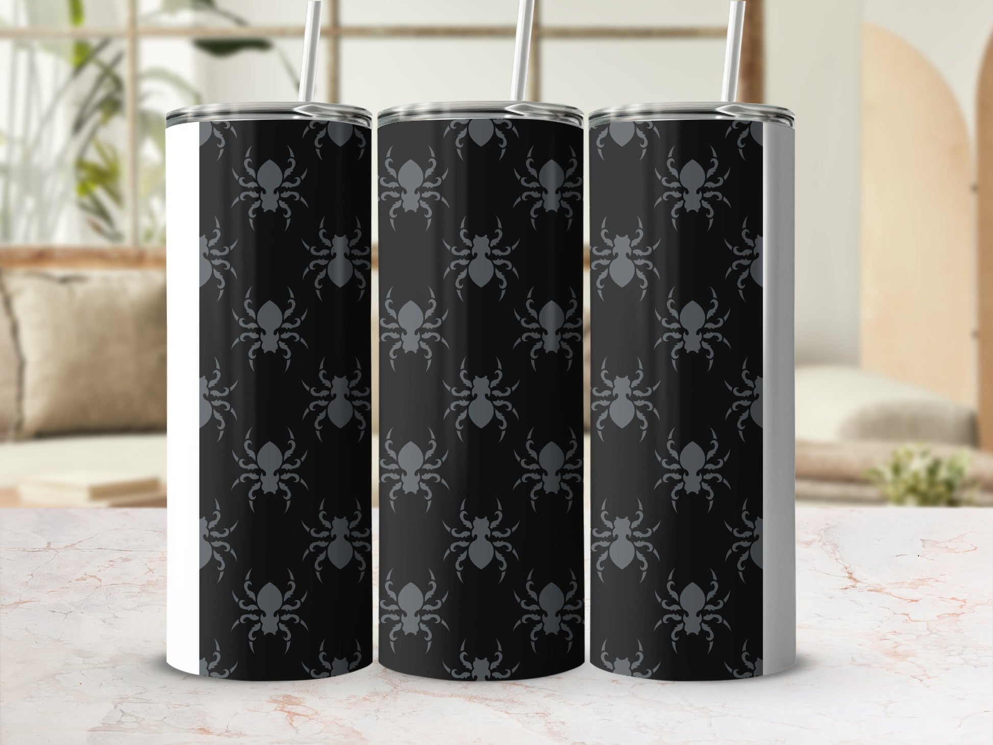 Black Gray Spider Patterned Halloween Themed product type