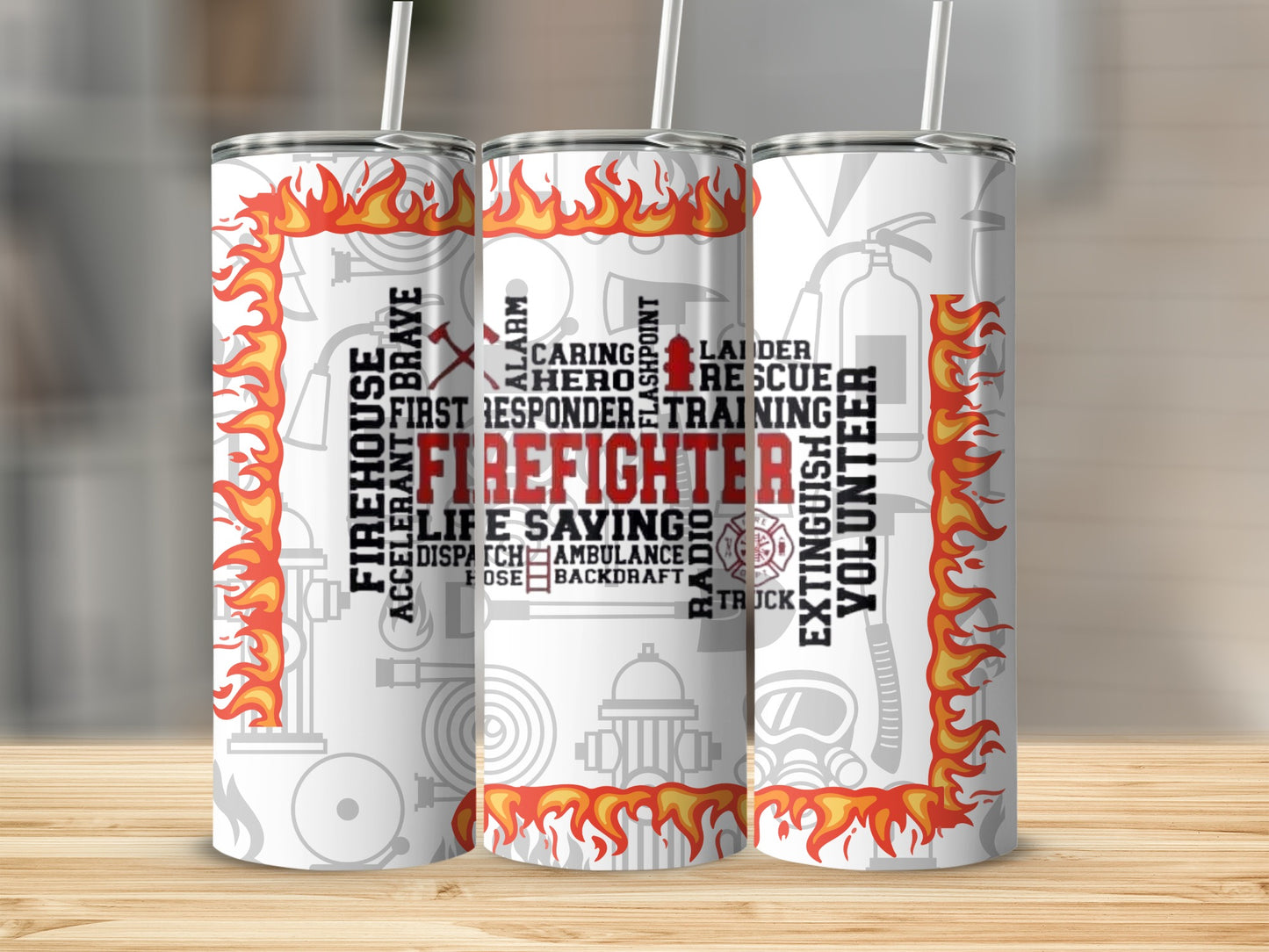Firefighter Theme Flames Volunteer Design product