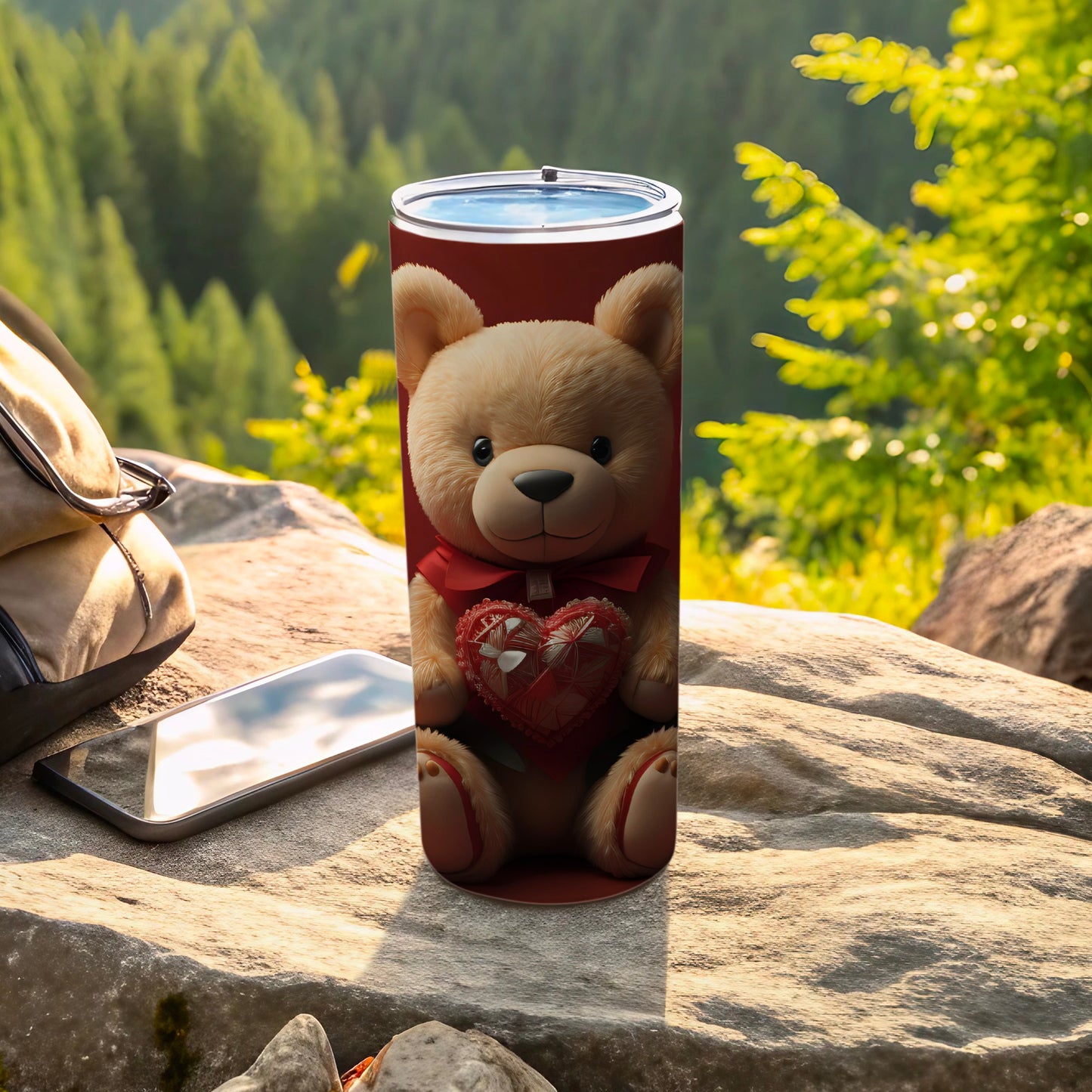 Adorable Teddy Bear with Heart Travel Mug Gift