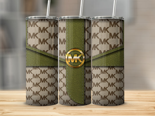 Stylish MK Monogram and Olive Design Tumbler Cup