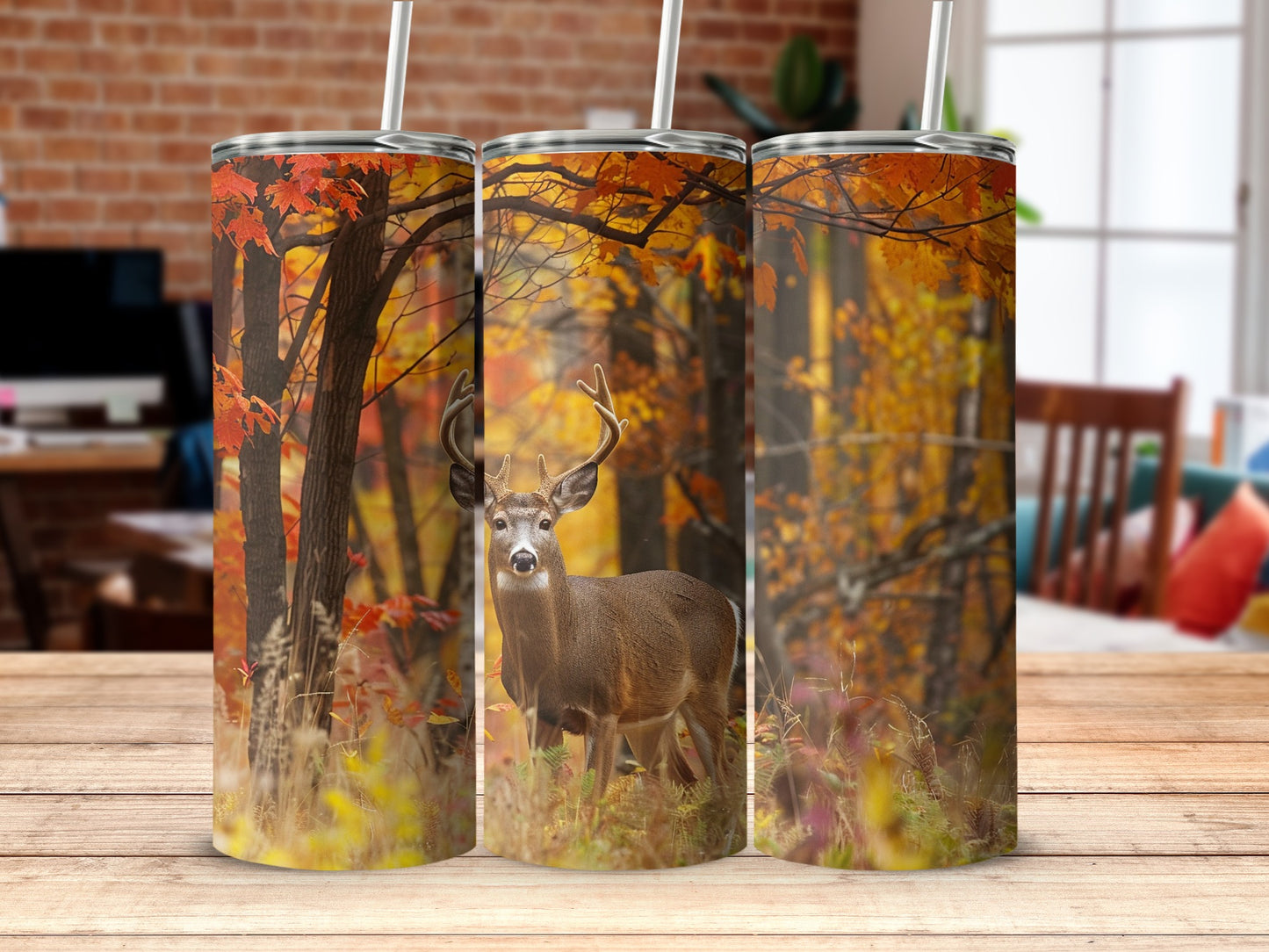 Autumn Forest Buck Wildlife Scene Tumbler product type