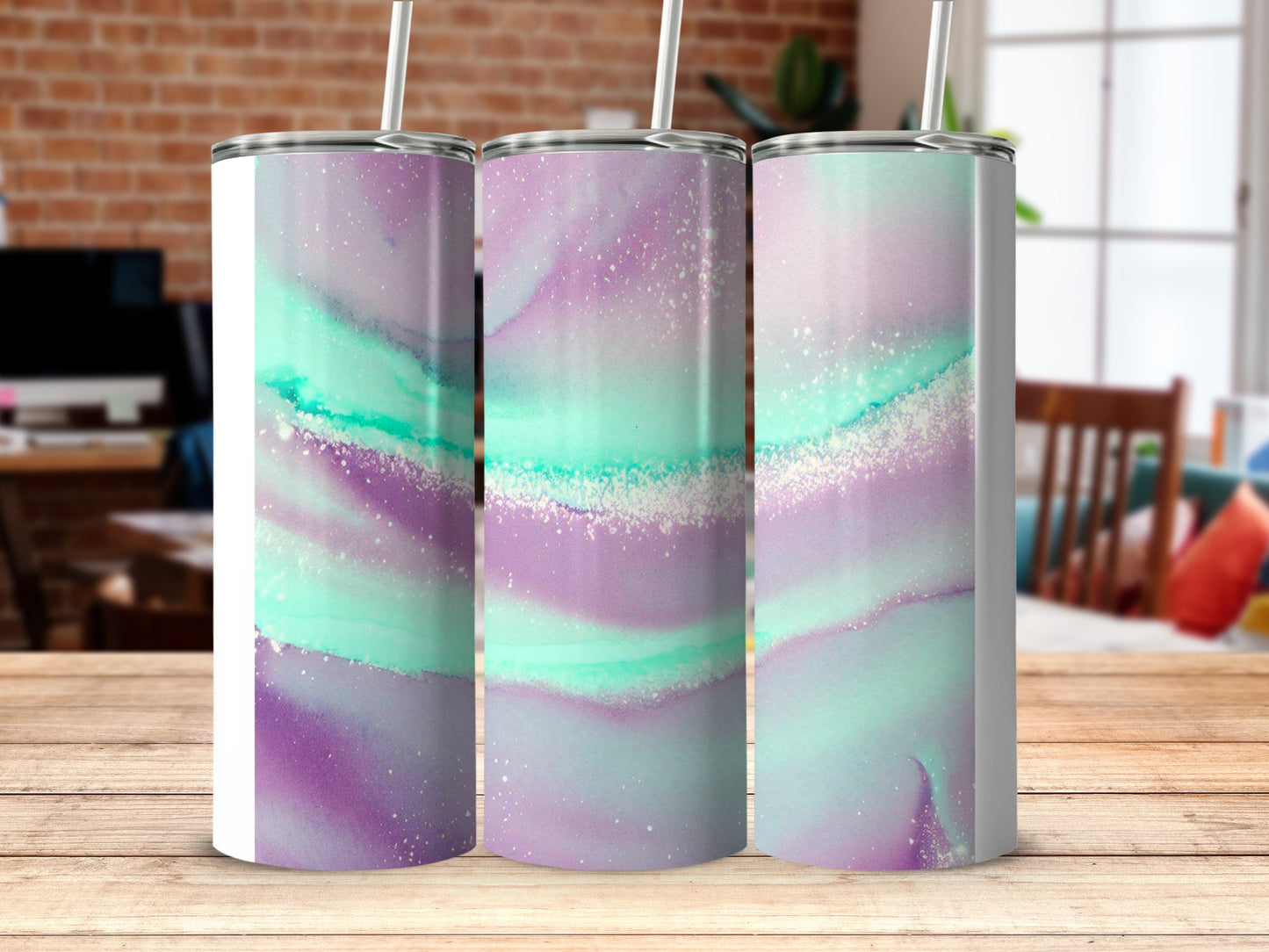 Purple and Teal Sparkle Pattern Tumbler