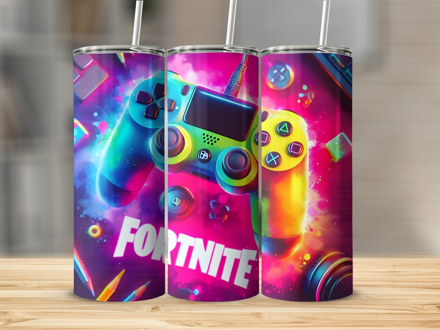 Colorful Gaming Controller Design Fortnit Tumbler Cup