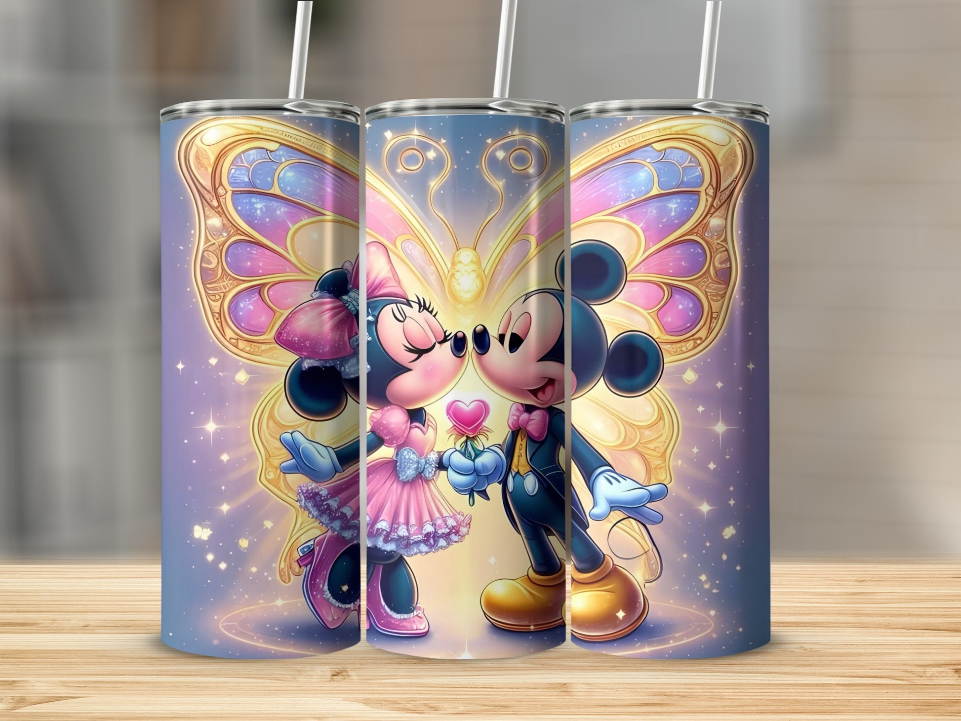 Mickey and Minnie Butterfly Kiss Tumbler Cup