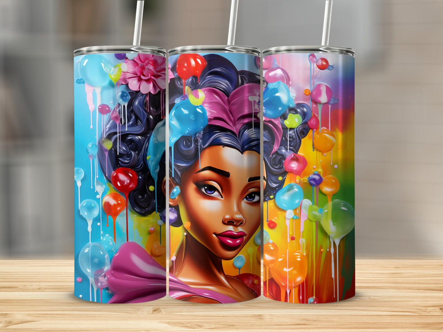 Colorful Artistic Balloons and Portrait Drinkware