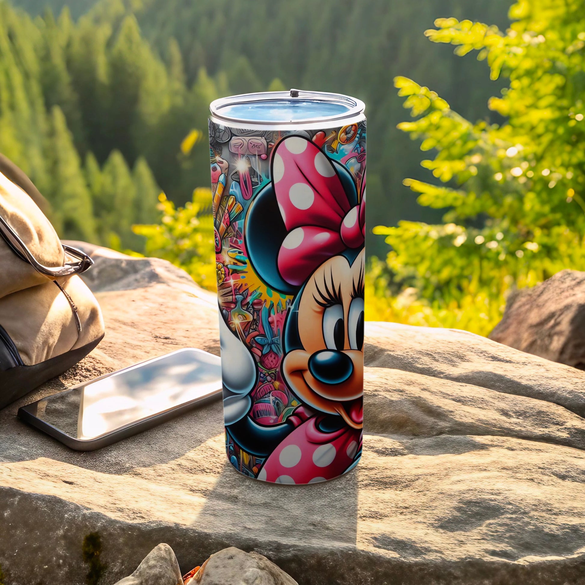 Colorful Minnie Mouse Themed Insulated Travel Tumbler