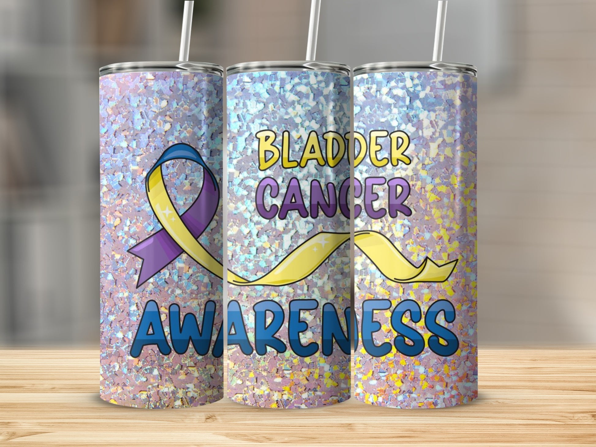 Bladder Cancer Awareness Tumbler With Straw 20oz