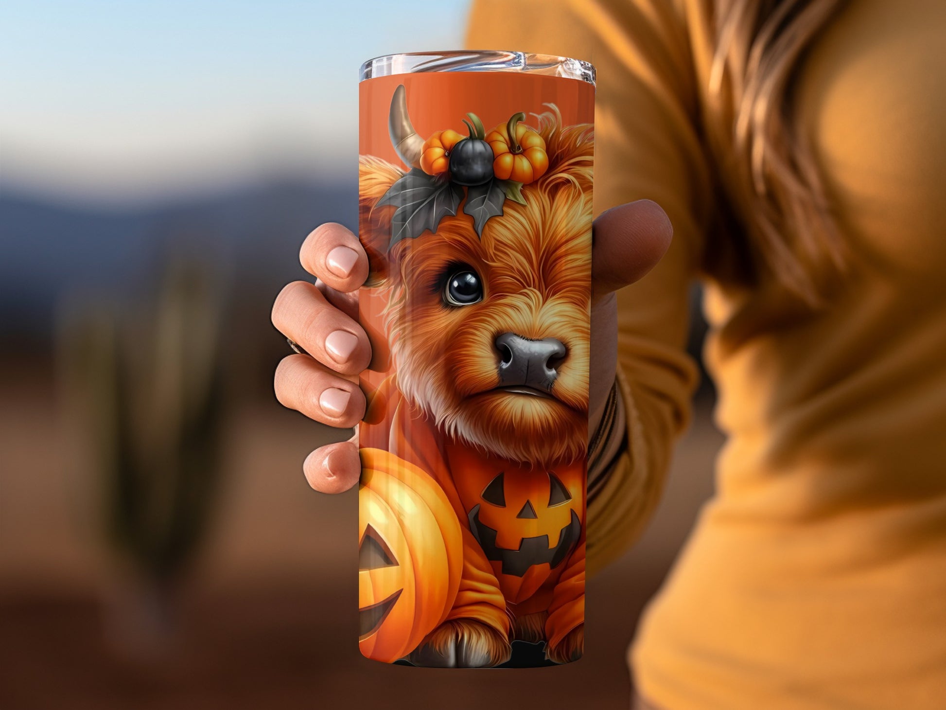 Adorable Halloween Dog and Pumpkins Drink Tumbler