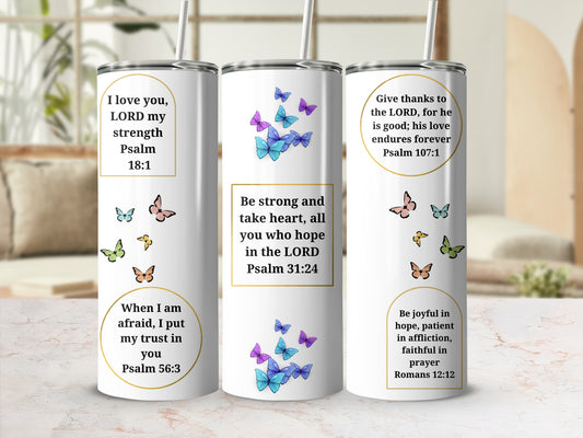 Inspirational Christian Quotes Tumbler Set with Butterflies