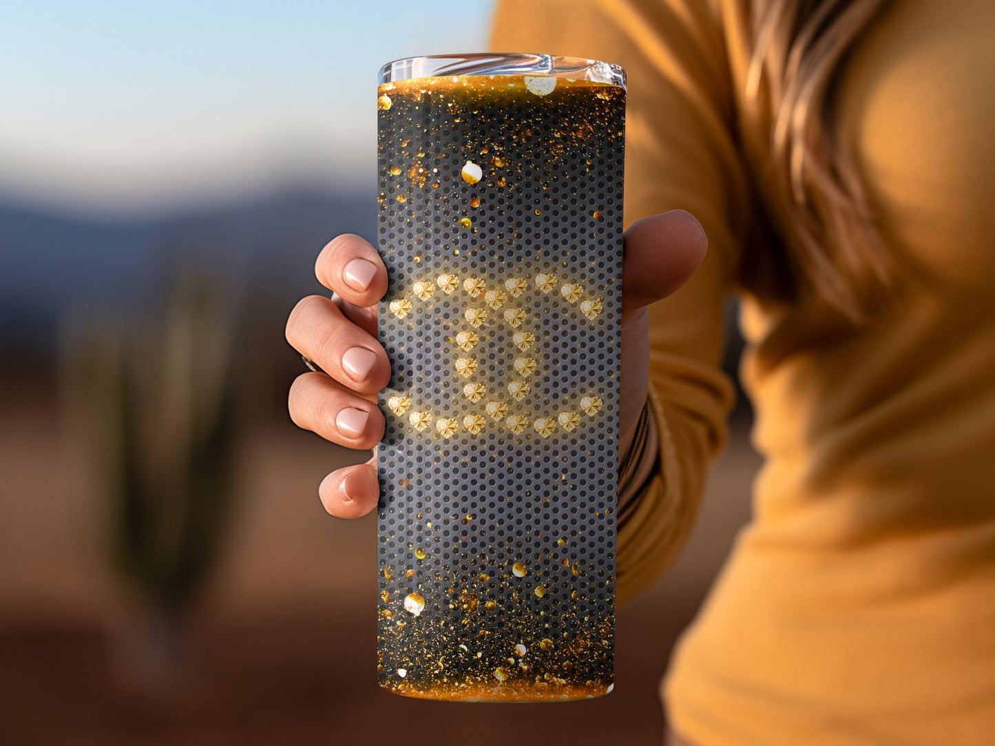 Elegant Glitter Design Slim Insulated Beverage Tumbler