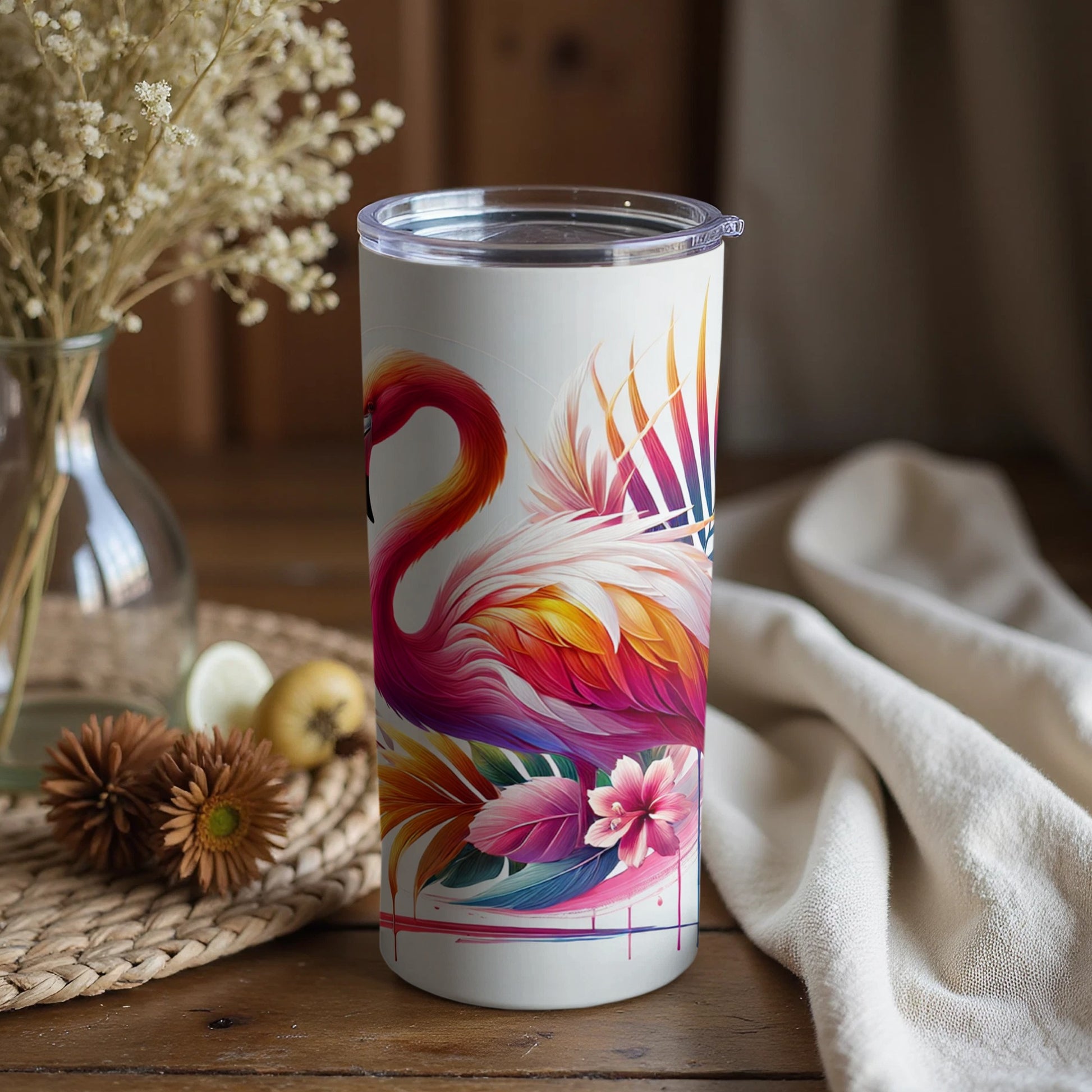 Vibrant Flamingo Artwork Tumbler For Stylish Drinks