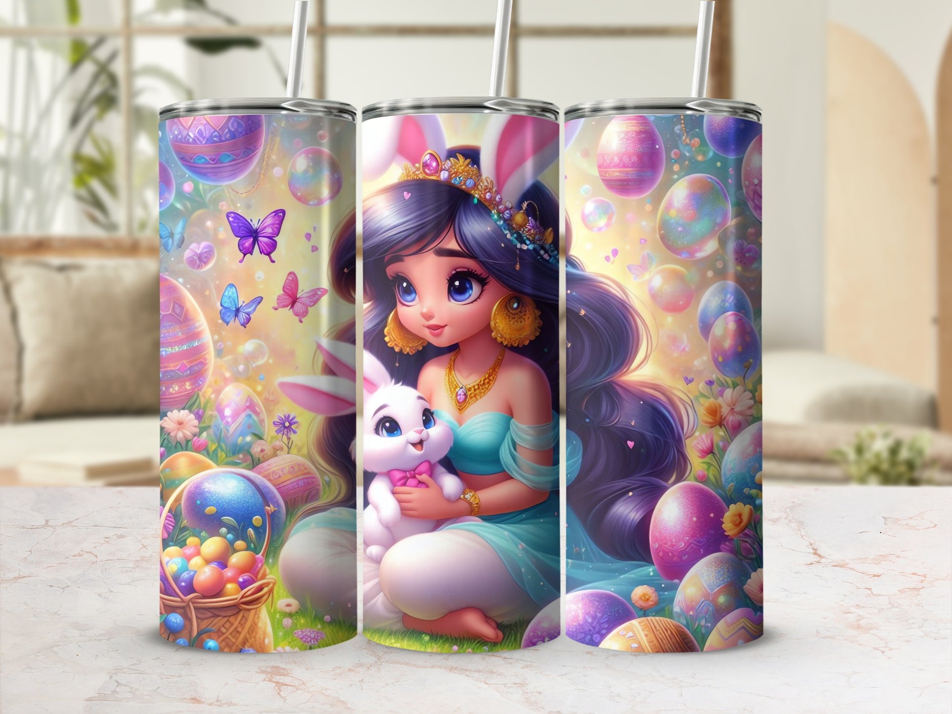 Princess Easter Bunny Eggs Butterflies Colorful Whimsical product type