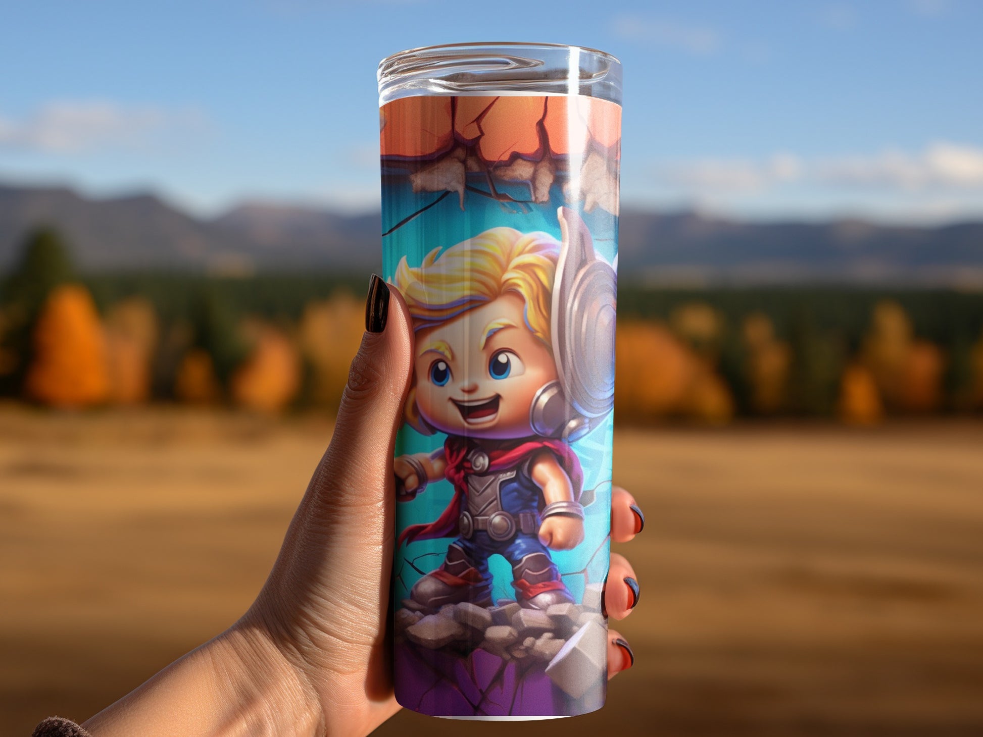 Cartoon Thunder Hero Tumbler taza