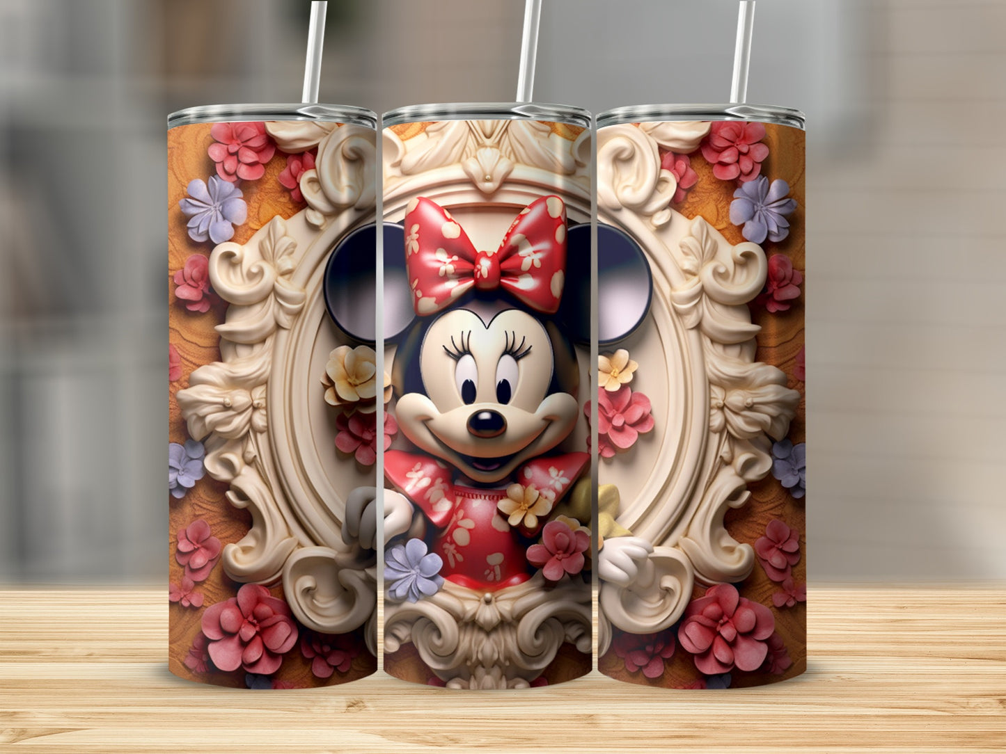 Adorable Floral Disney Character Themed Tumbler