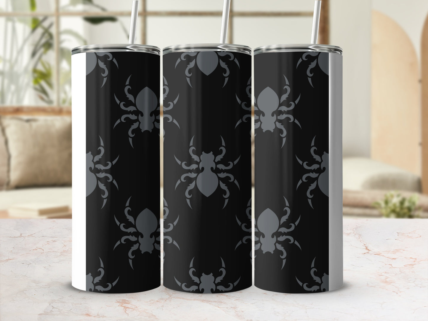 Gothic Spider Design Black Gray Pattern Beverage Holder product type