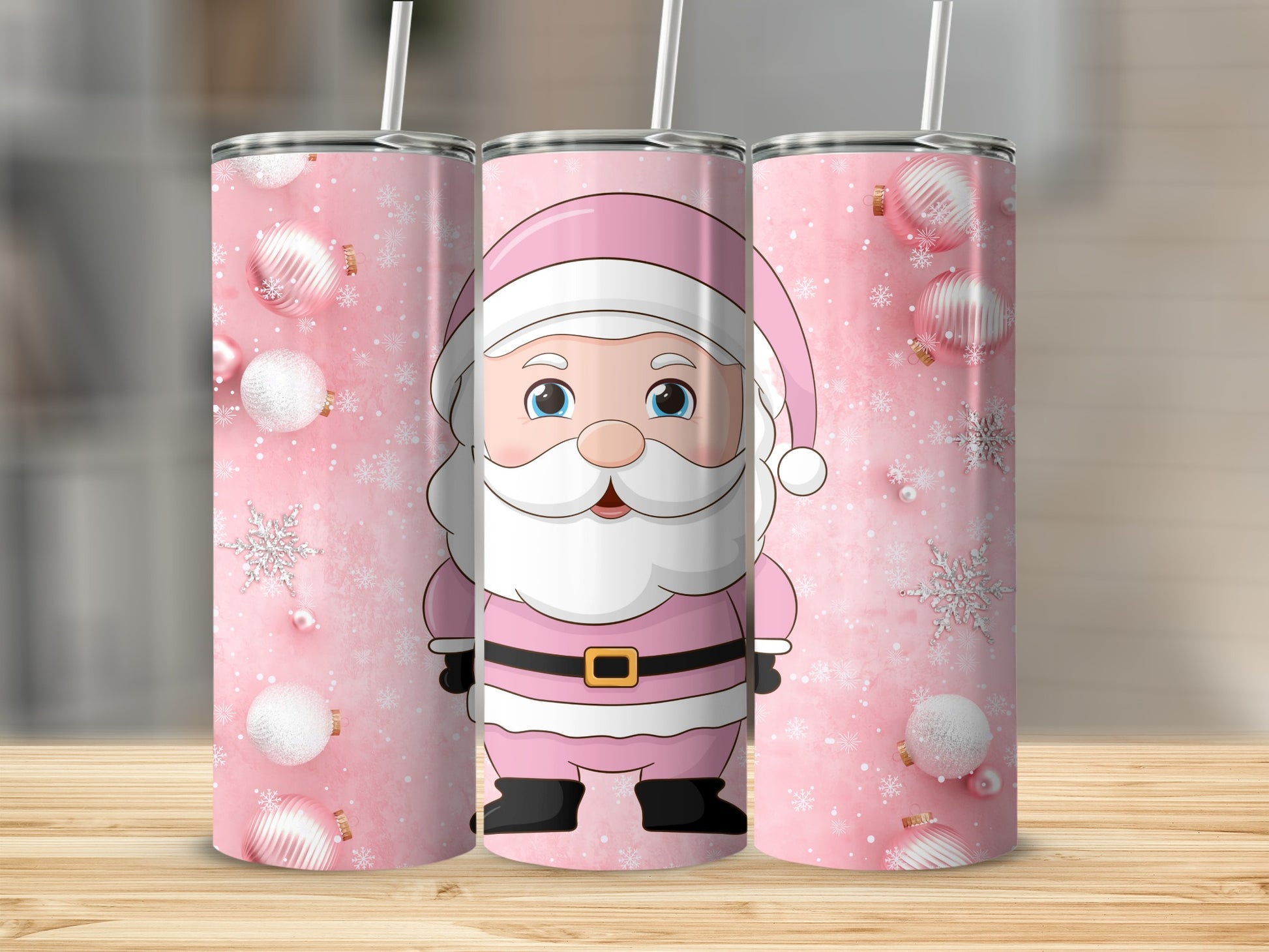 Cute Santa Claus Pink Christmas Snowflakes product