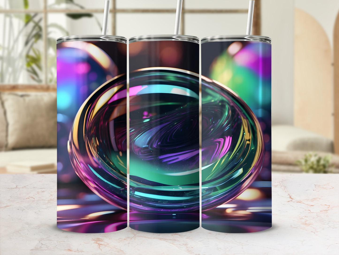 Vibrant Abstract Swirl Sphere Design Tumbler product type