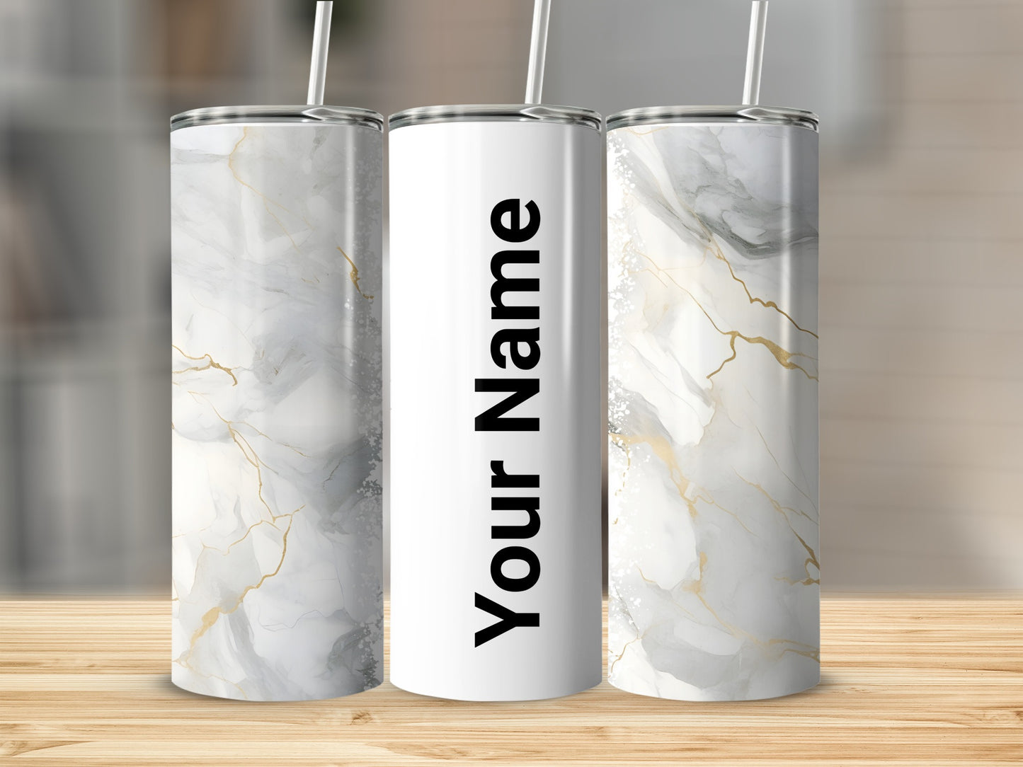 Personalized Marble Design Insulated Tumbler Flask