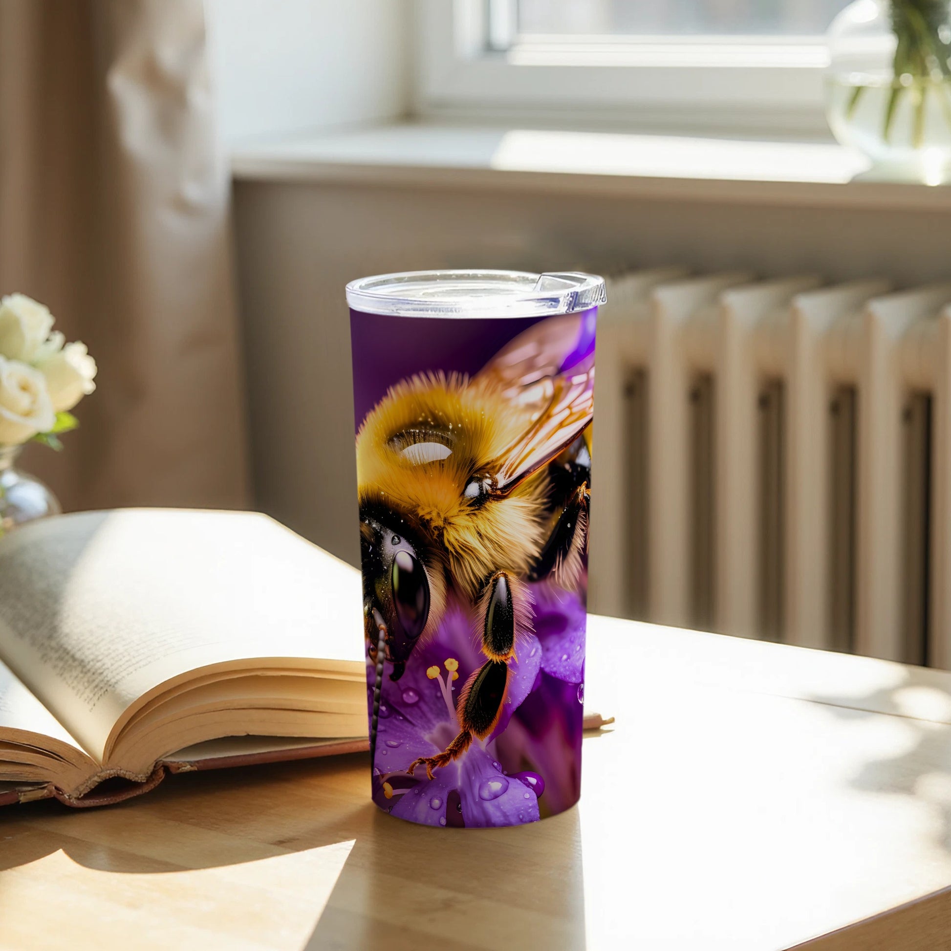 Detailed Bee On Purple Bloom Dew Drops Tumbler product type