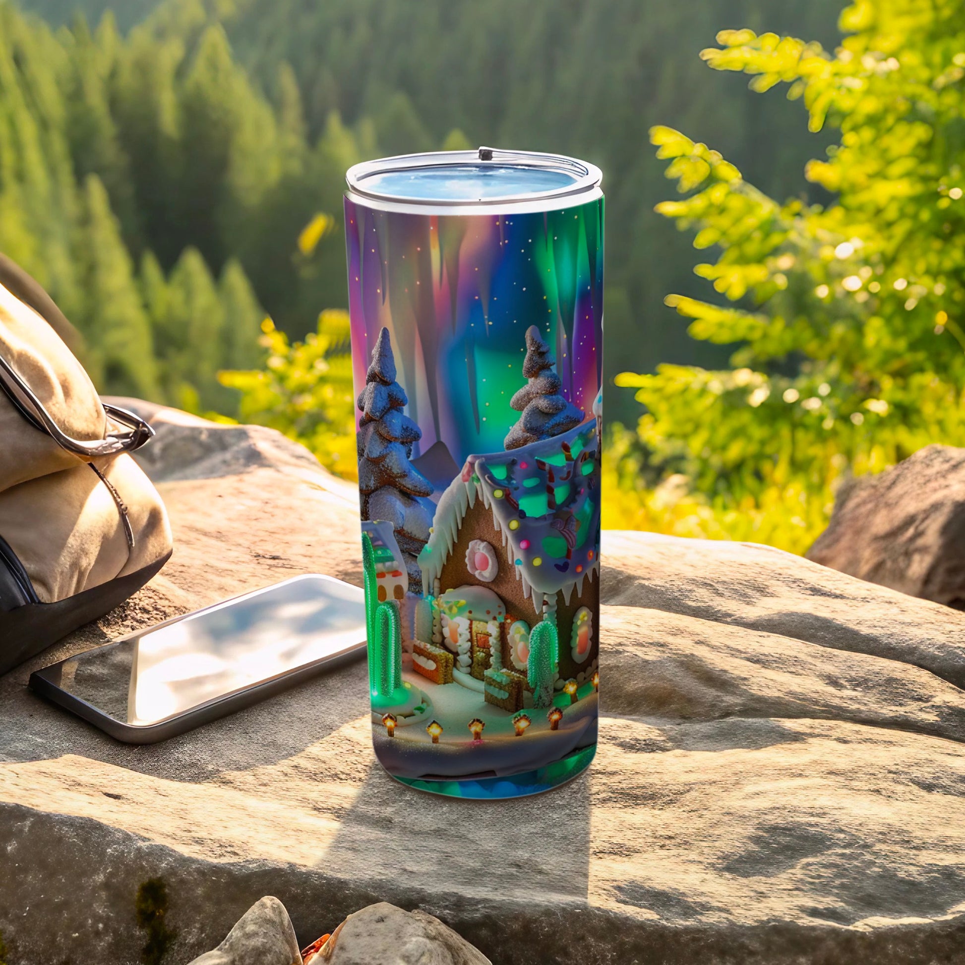 Colorful Gingerbread House and Aurora Tumbler Product