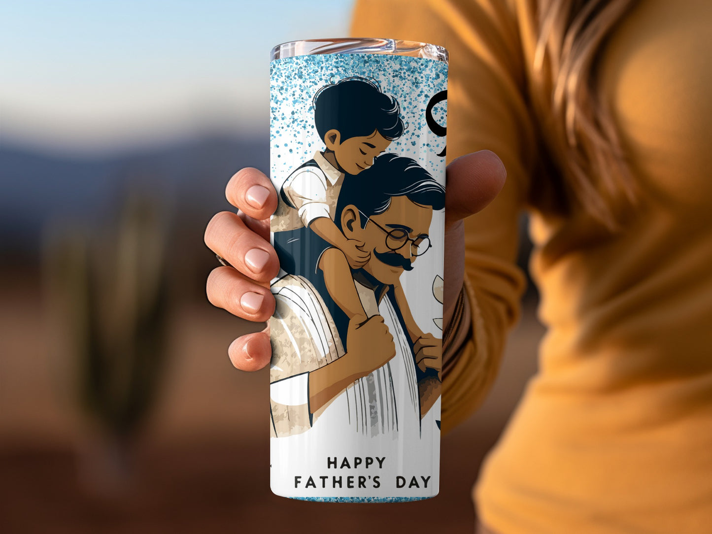 Happy Father's Day Tumbler with Dad and Child Design