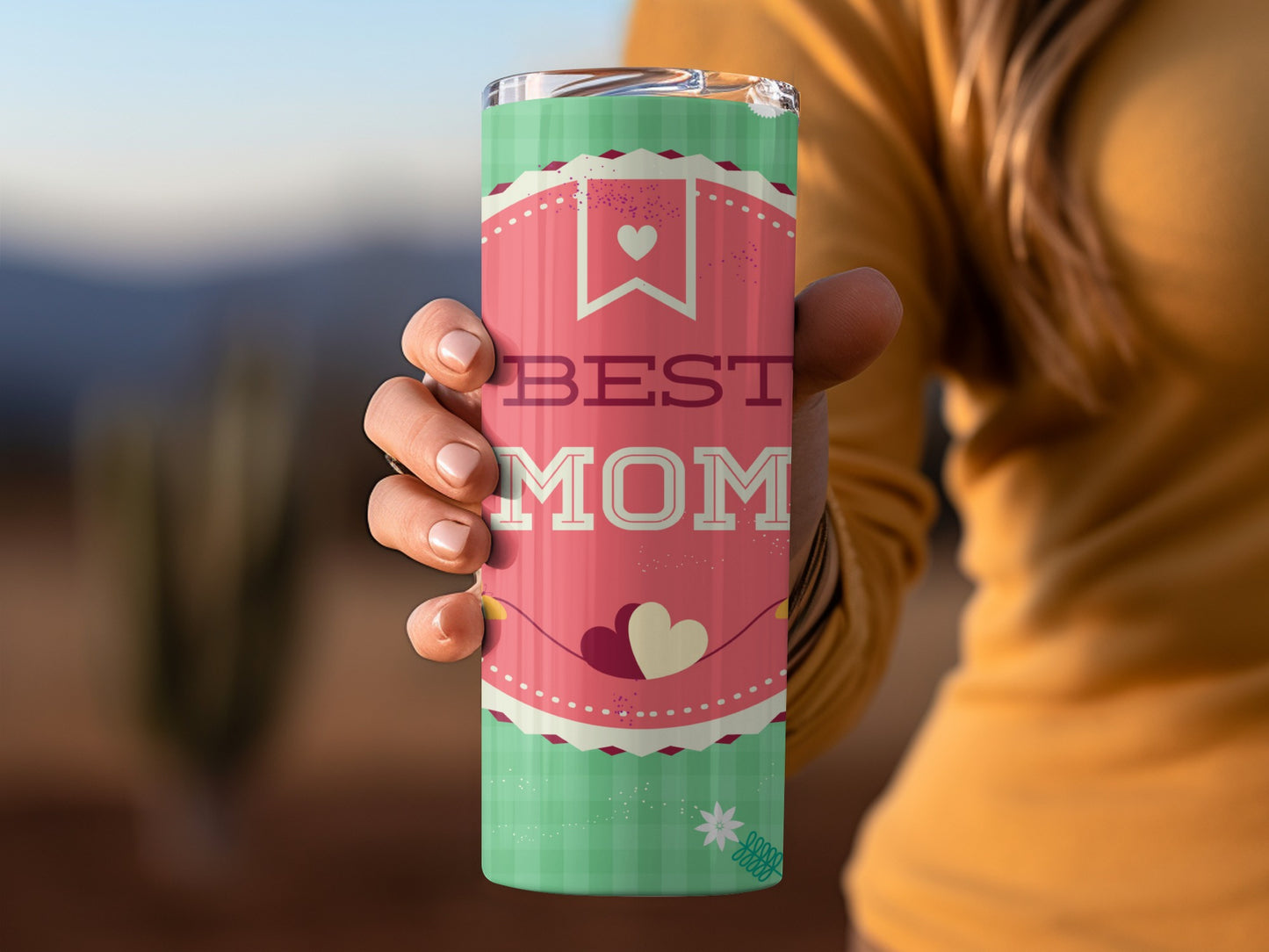 Best Mom Colorful Heart Tumbler for Mother's Day Gift