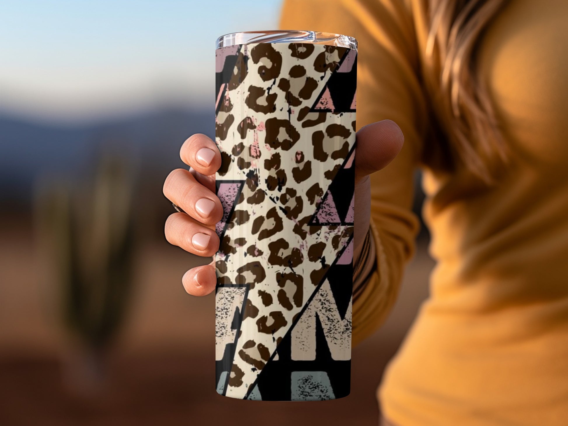Stylish Leopard and Geometric Pattern Insulated Tumbler