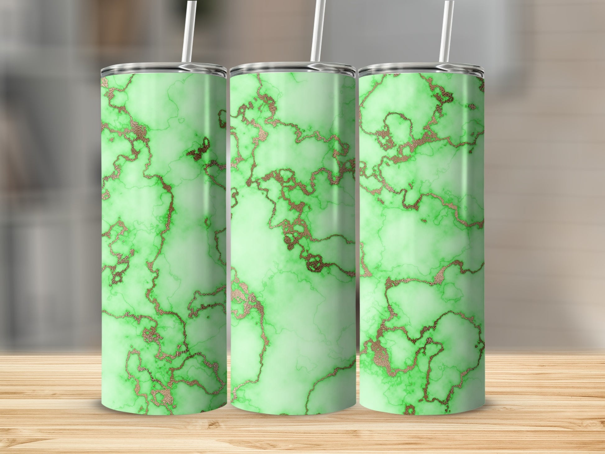 Striking Green Gold Marble Swirls Pattern Tumbler product type