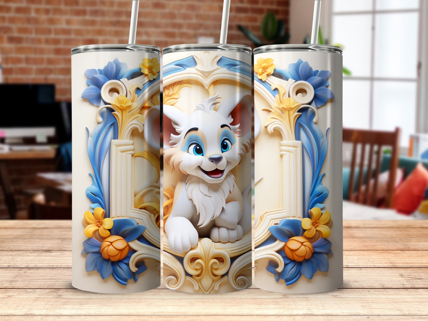Cute Animated Kitten Design Insulated Tumbler