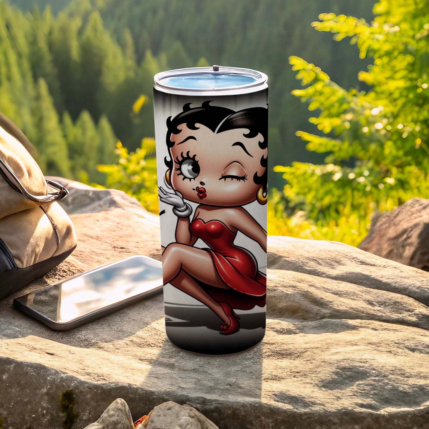Stylish Cartoon Character Winking Tumbler for Outdoor Use