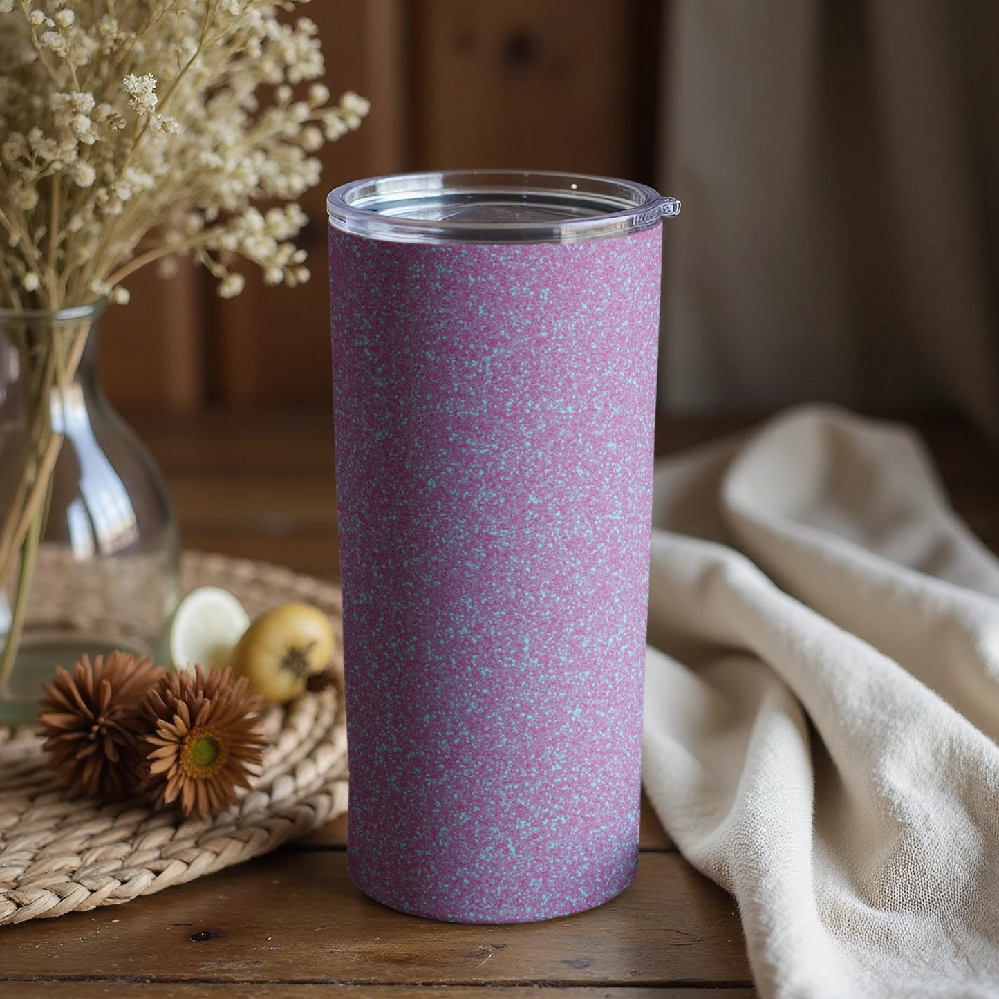 Purple Glitter Pattern Tumbler for Everyday Use