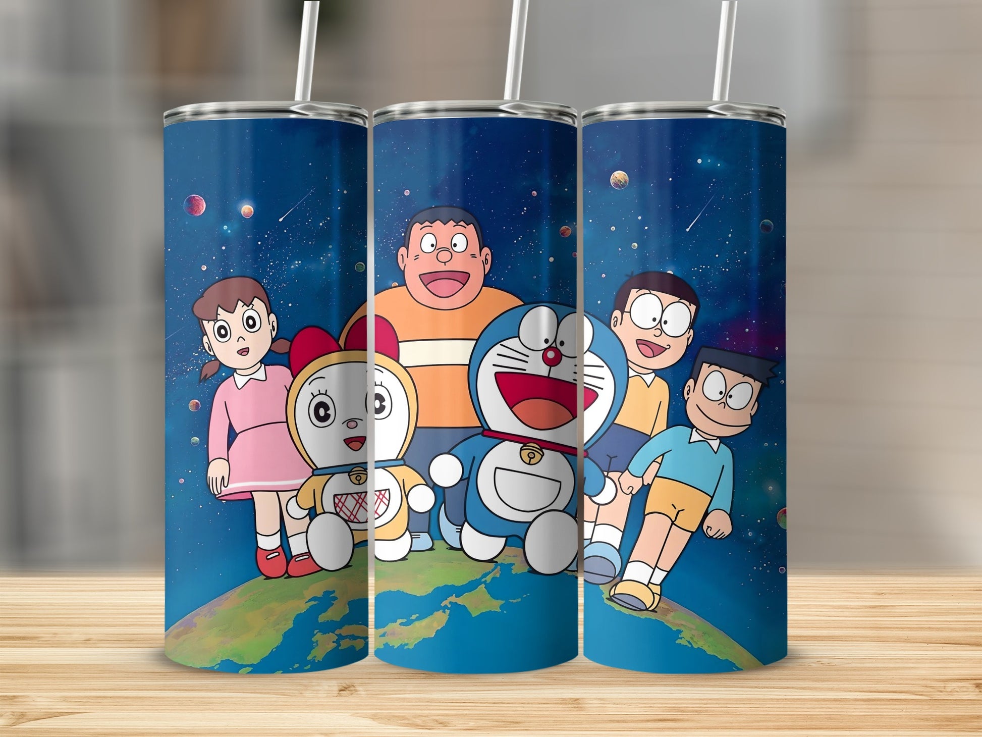 Colorful Cartoon Characters Tumbler With Straw and Lid
