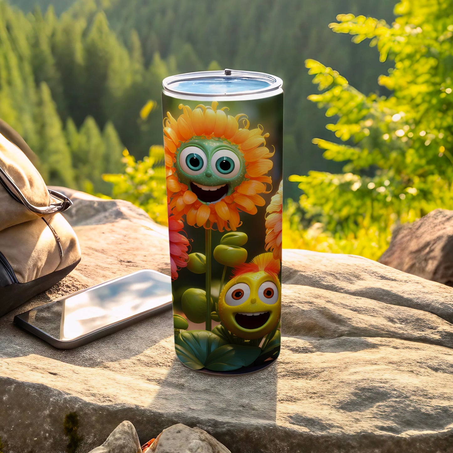 Animated Happy Flowers Garden Characters Tumbler
