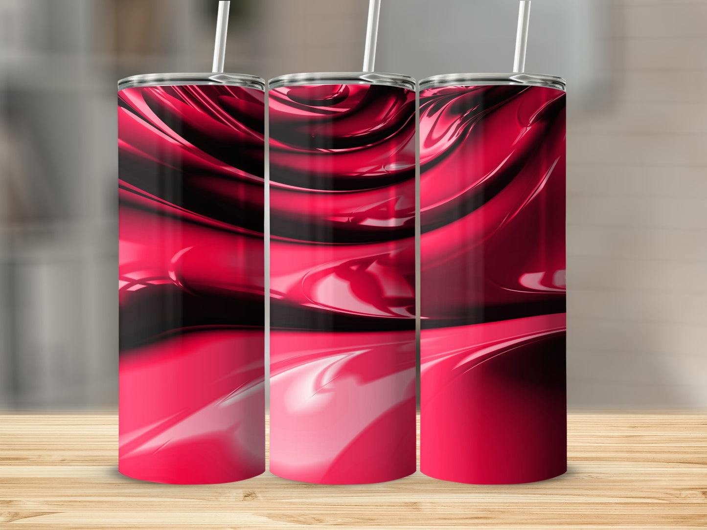 Abstract Shiny Swirls Crimson and Black Background Tumblers