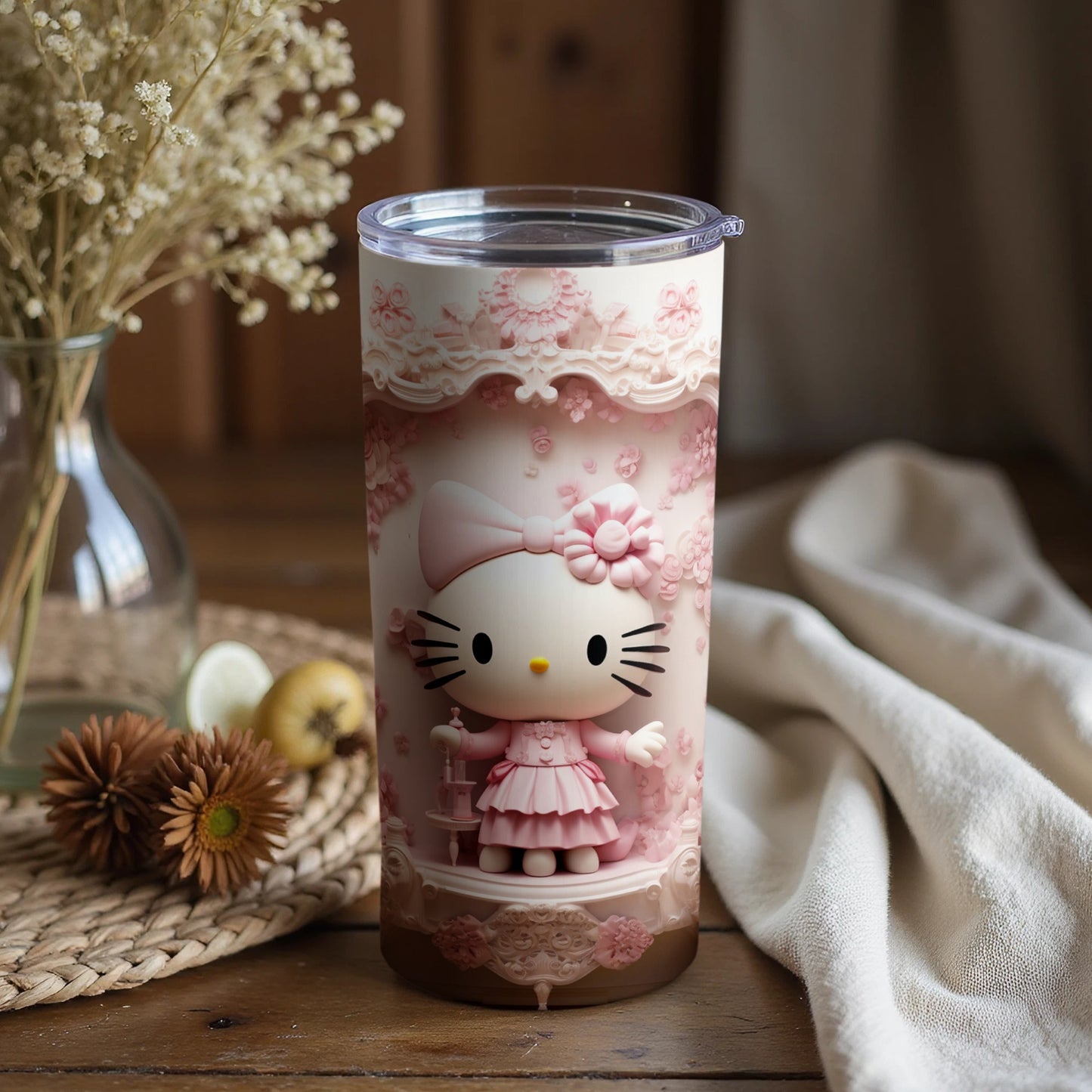 Adorable Hello Kitty Embossed Design Tumbler