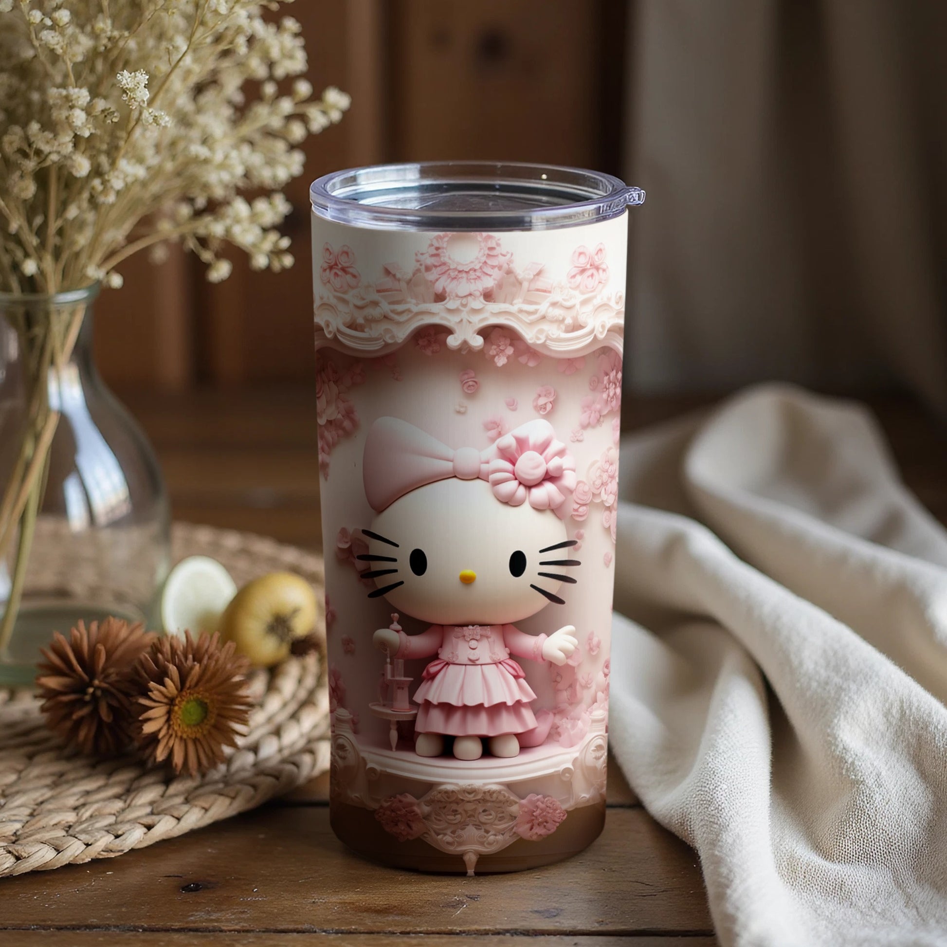 Adorable Hello Kitty Embossed Design Tumbler