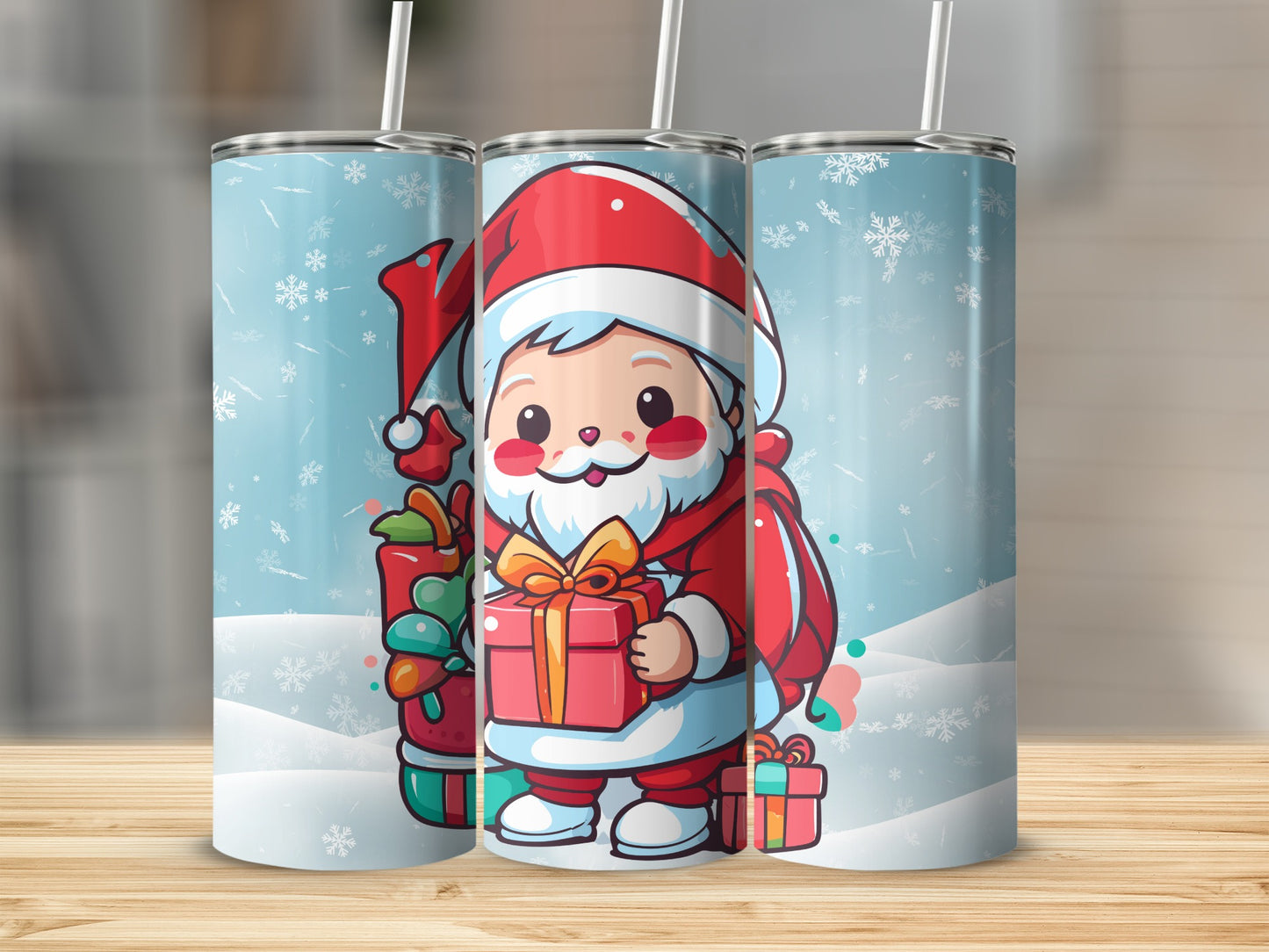 Adorable Santa Claus Holding Presents Cute Tumbler