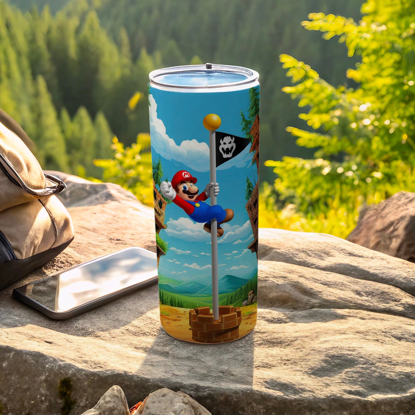 Vibrant Mario Climbing Pole Travel Tumbler