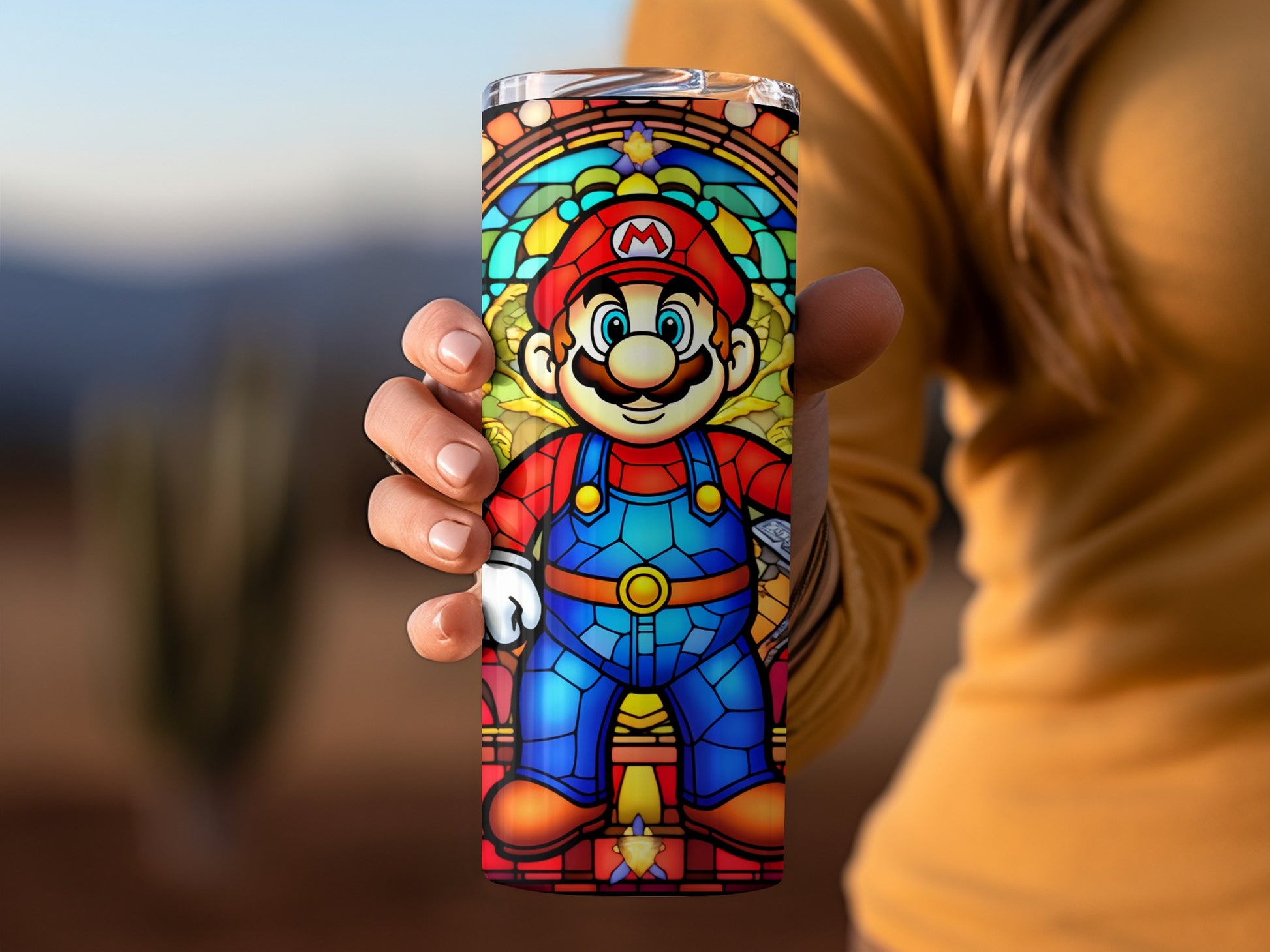 Colorful Stained Glass Style Character Tumbler Cup