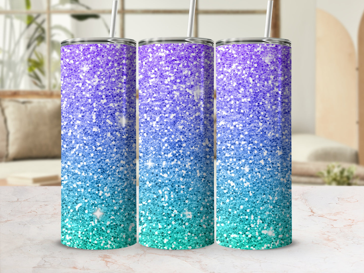 Purple Blue Teal Gradient Glitter Ombre Tumbler product type