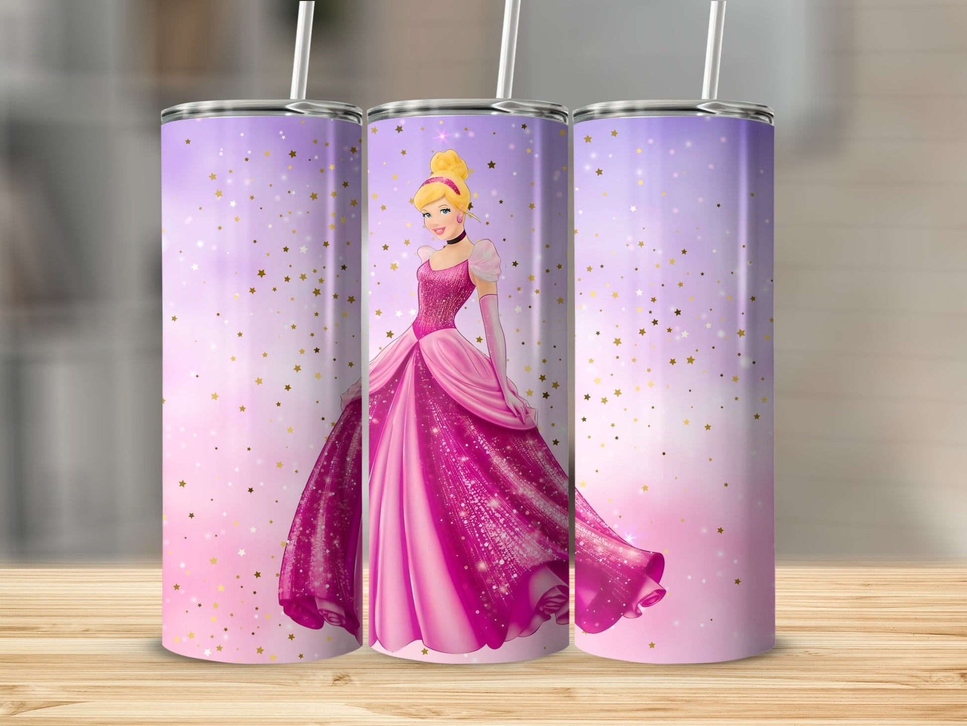 Princess Pink Gown Starry Background Design Tumbler
