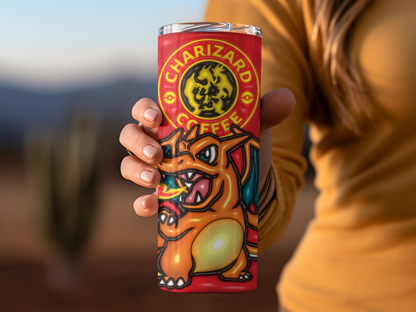 Charizard Coffee Themed Tumbler for Fans Collectors
