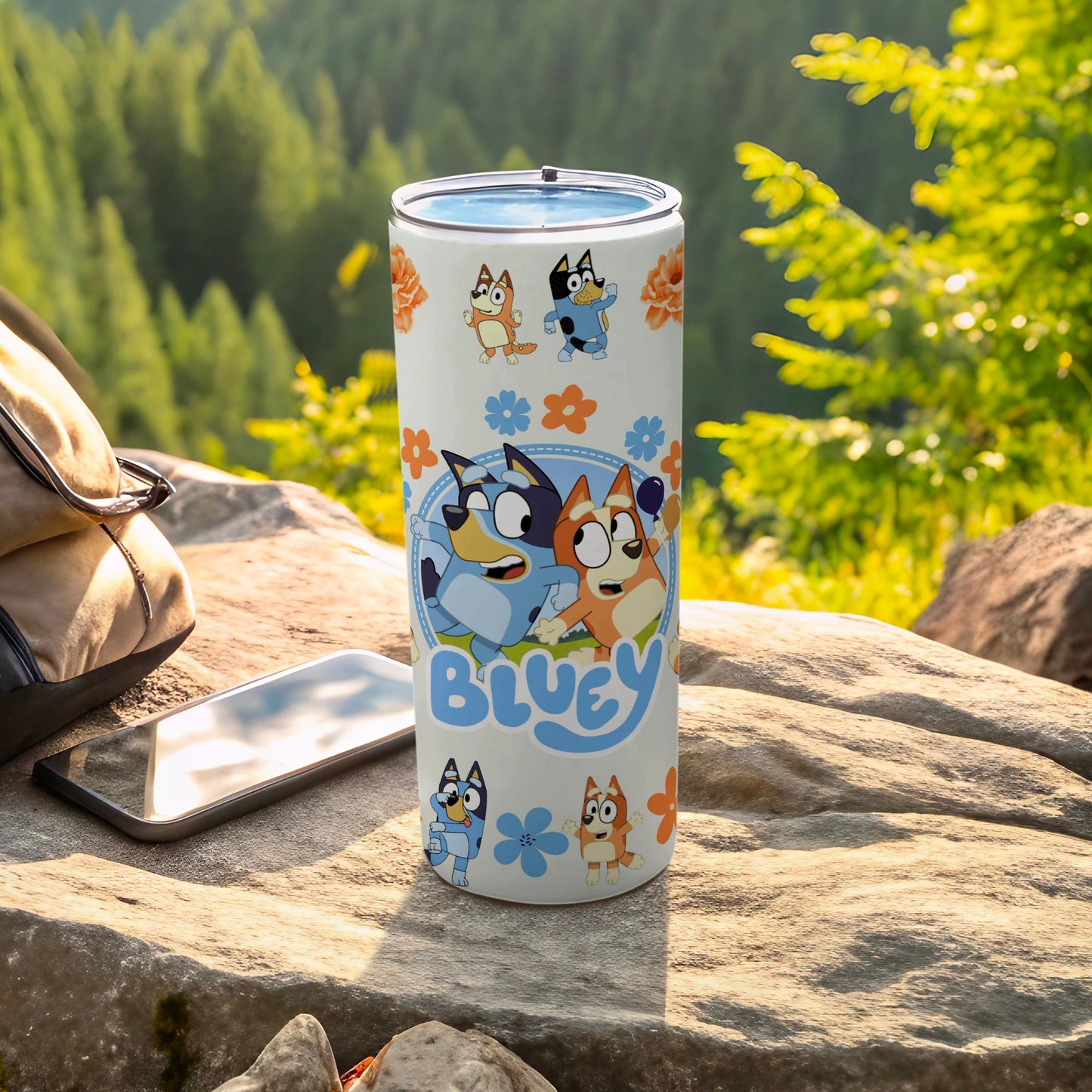 Bluey Character Design Travel Tumbler with Lid