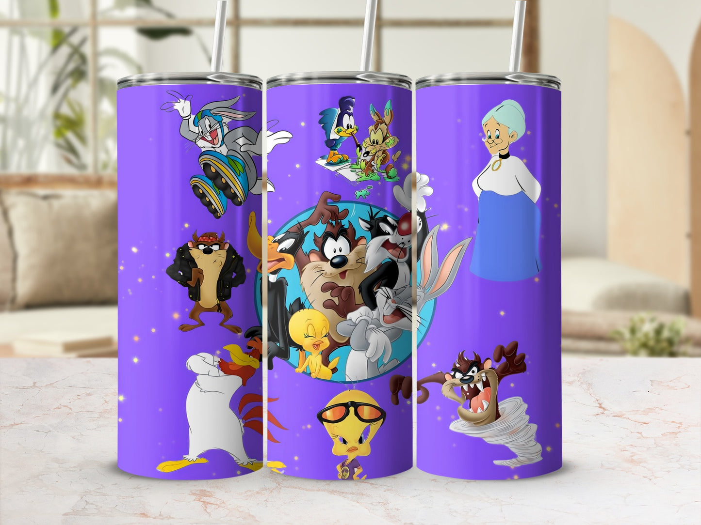 Classic Cartoon Characters Purple Stainless Steel Tumblers