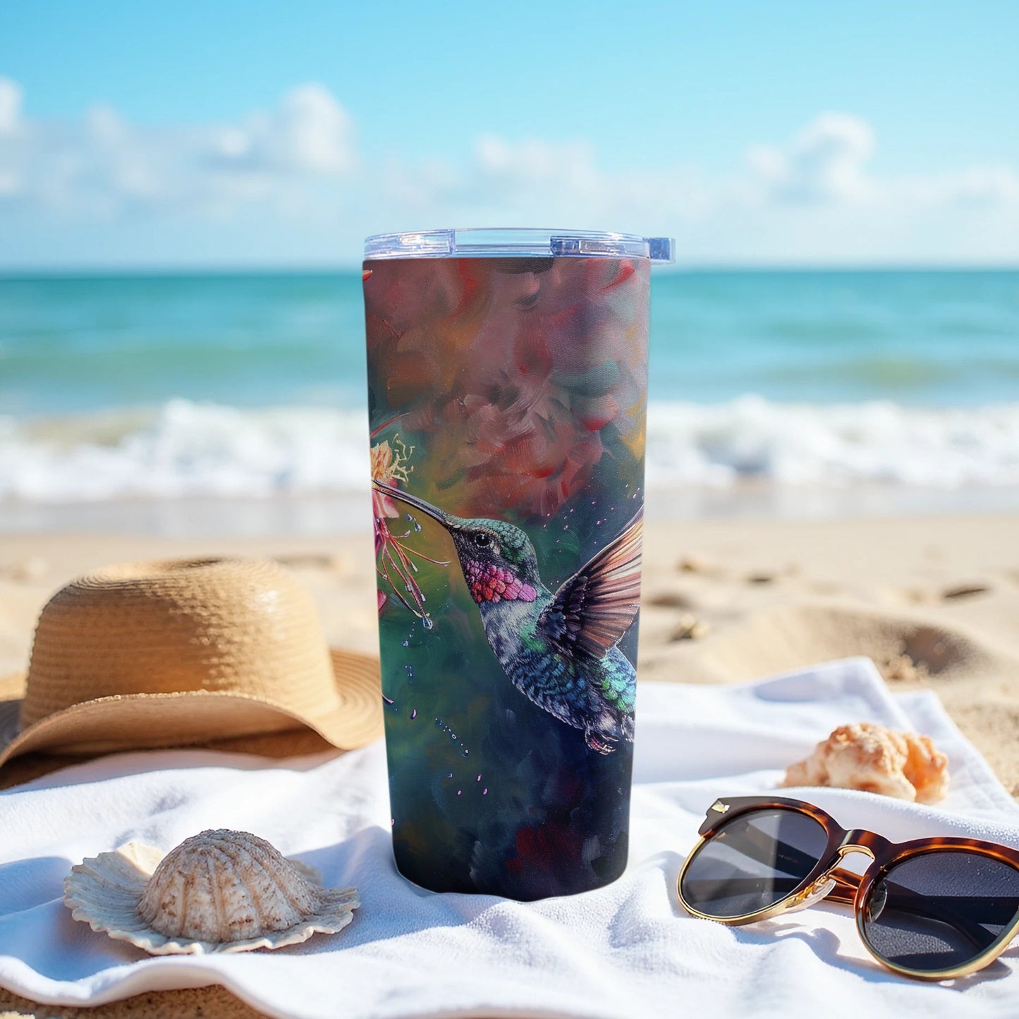 Vibrant Hummingbird Floral Art Tumbler product type