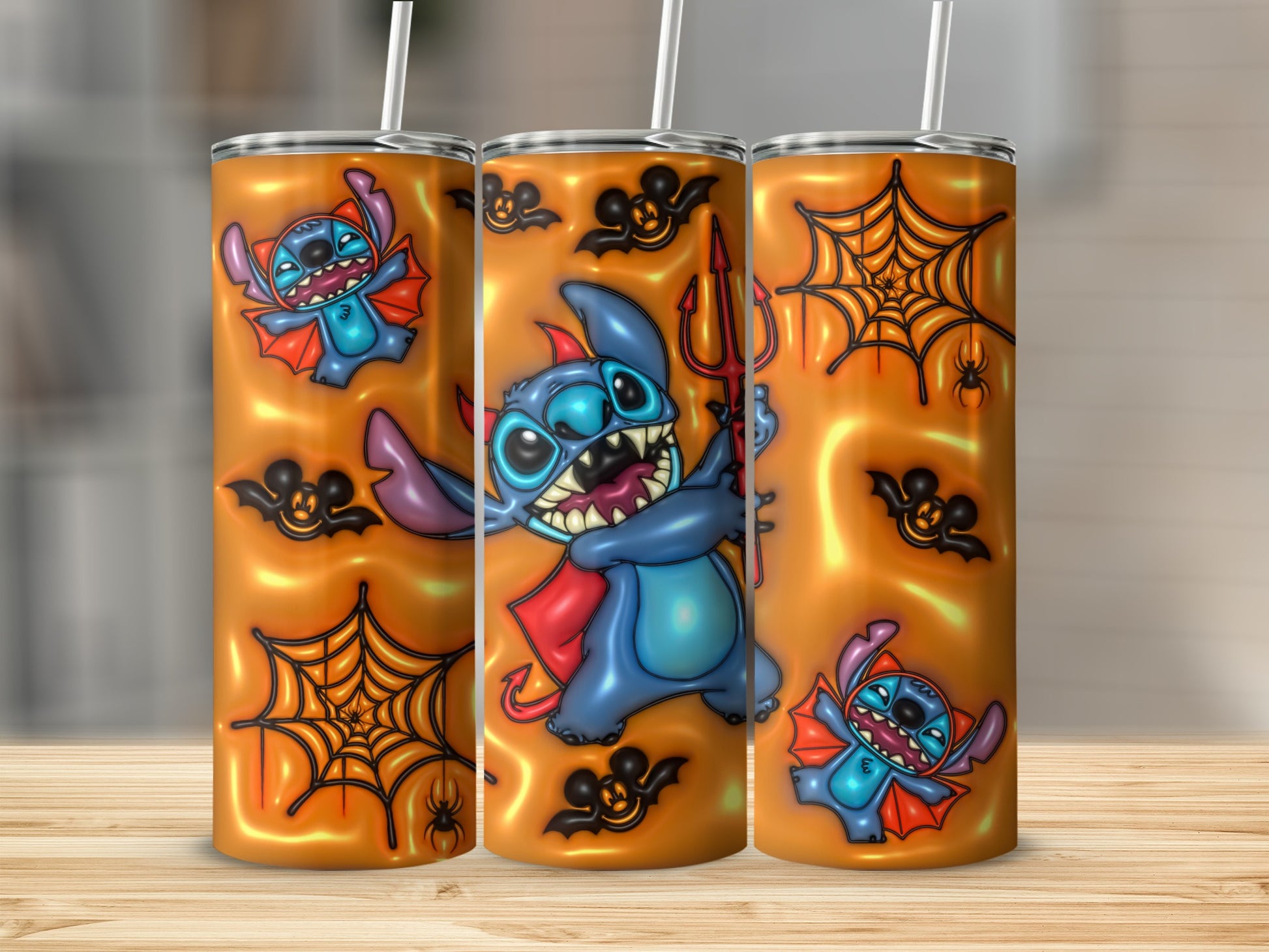 Halloween Stitch Tumbler with Spider Web Design
