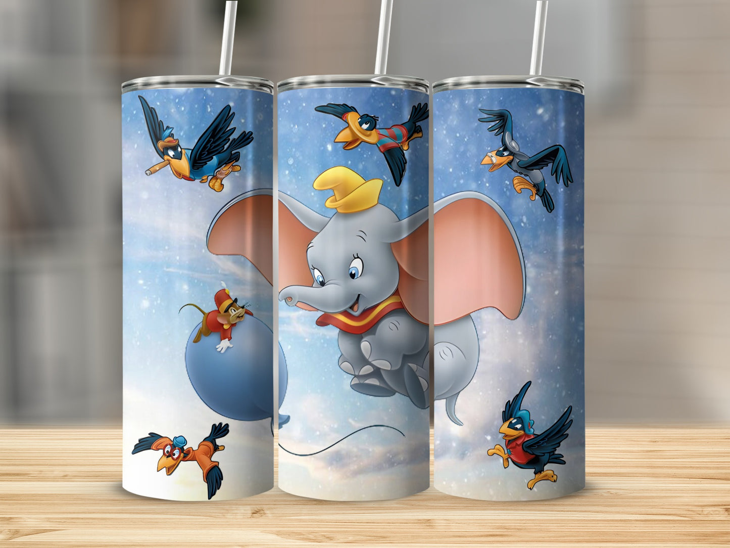 Cute Elephant and Birds Design Tumbler Product