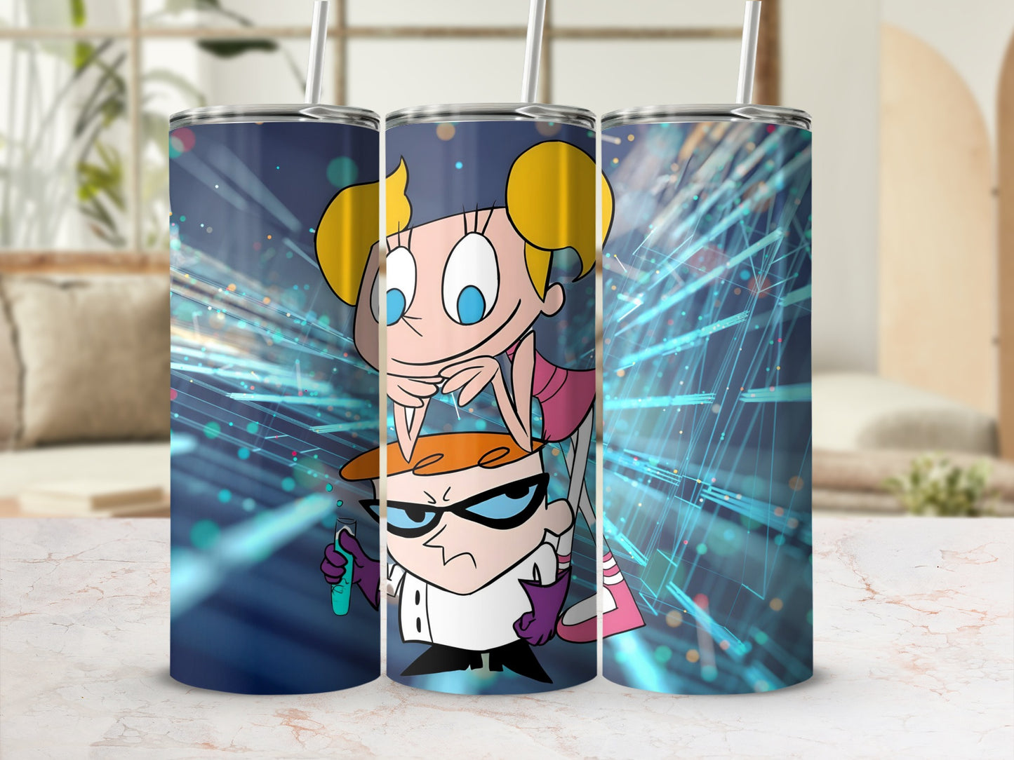 Dexter's Lab Tumbler With Straw Custom Design Tumbler