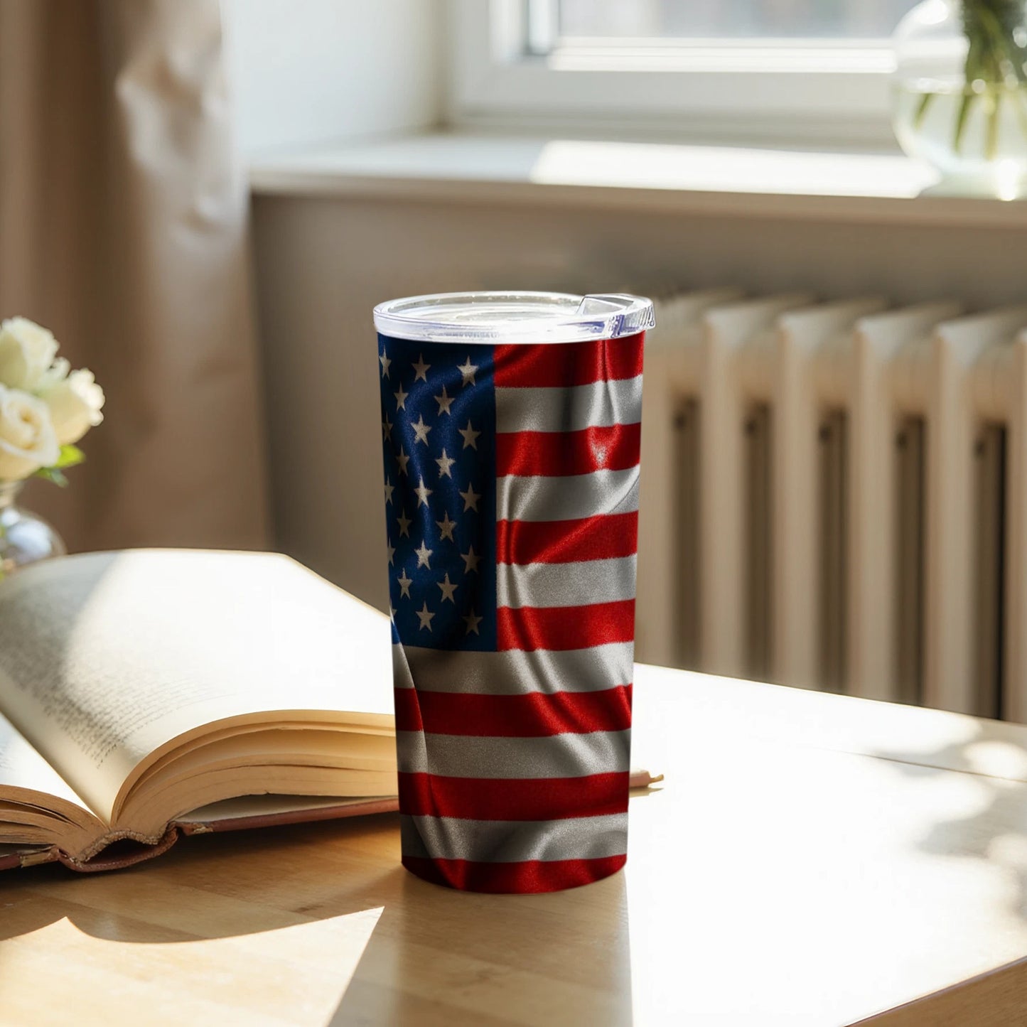 American Flag Design Travel Tumbler Stainless Steel