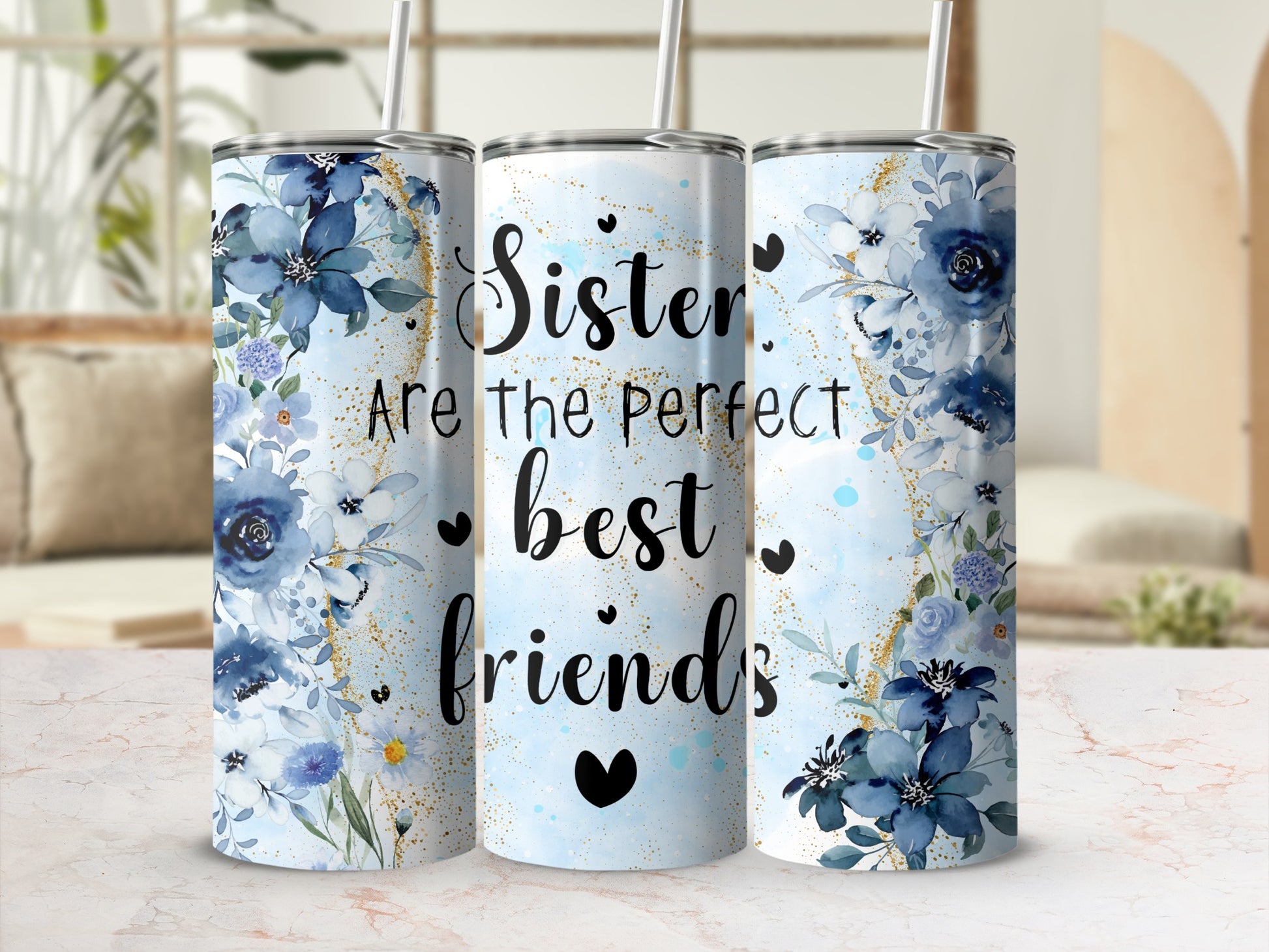 Sisters Are The Perfect Best Friends Floral Tumbler